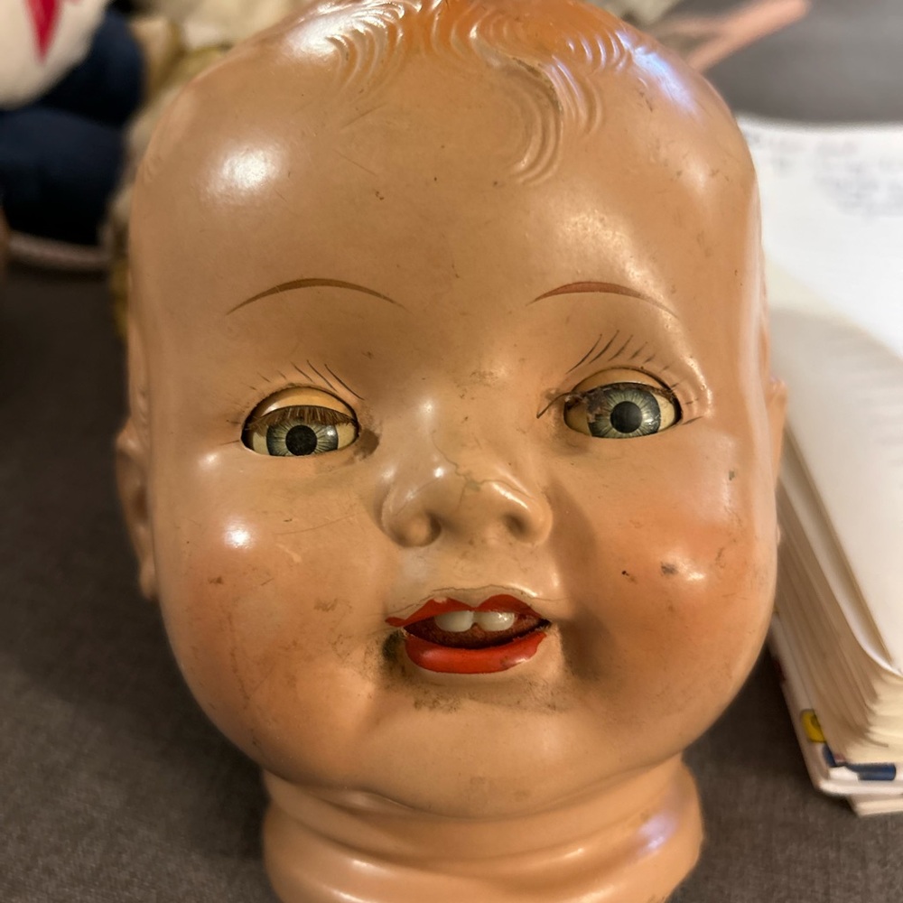 Vtg Composition hard plastic doll face